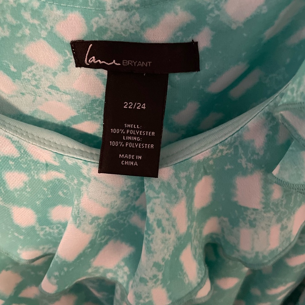Lane Bryant Teal and White Ruffle Front Sundress - Picture 3 of 4